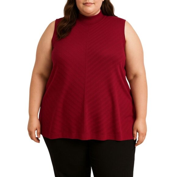 Avenue Sleeveless Burgundy Mock Turtleneck Sweater Vest Plus Size 26/28 - Picture 1 of 8